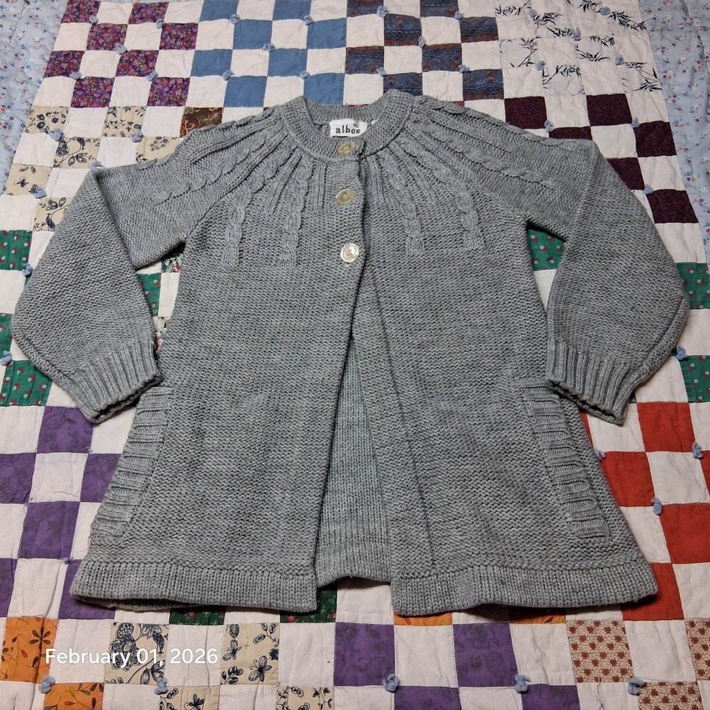Vintage Albee Open Style Cardigan‎ Knit Sweater Womens Size Medium Pockets